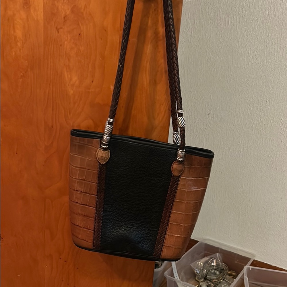 Brighton Brown and Black Croc-Accent Tote